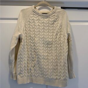 Lands' End Cream Cable Knit Sweater